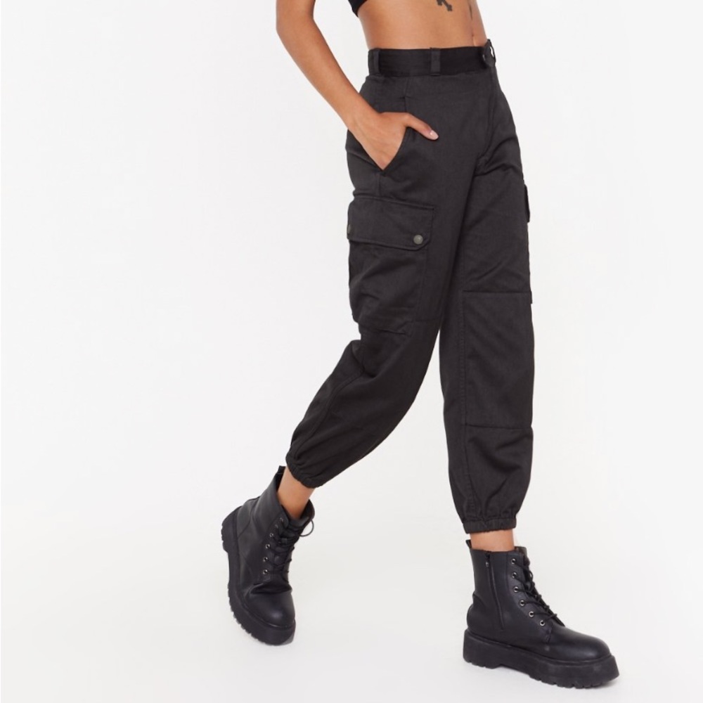 Black Cargo Jogger Pants Size 8